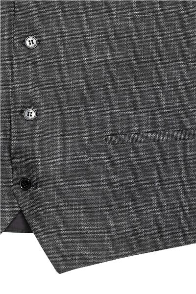 Siyah Regular Armürlü Mono Yaka 4 Drop Yelekli Klasik Takım Elbise