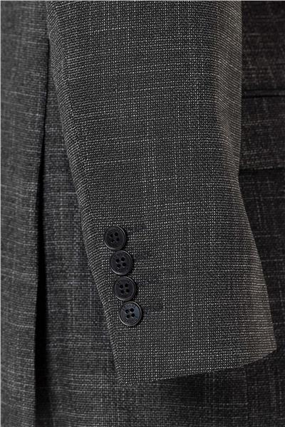 Siyah Regular Armürlü Mono Yaka 4 Drop Yelekli Klasik Takım Elbise