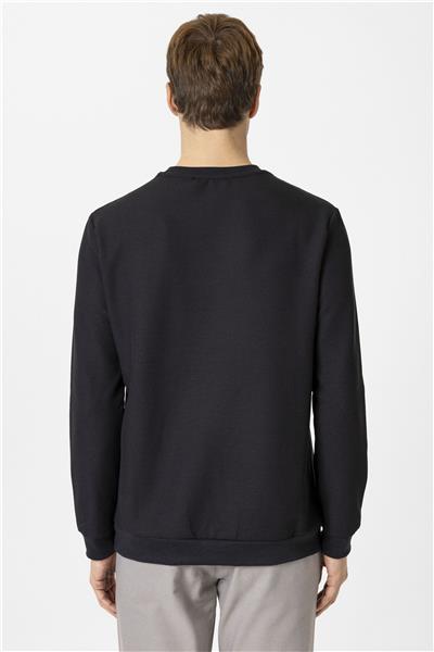 Siyah Regular Armürlü Bisiklet Yaka Triko