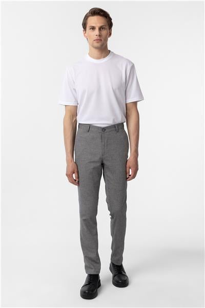 Siyah Regular Armürlü Kanvas Pantolon