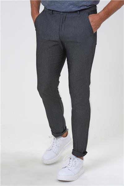 Siyah Regular Armürlü Kanvas Pantolon