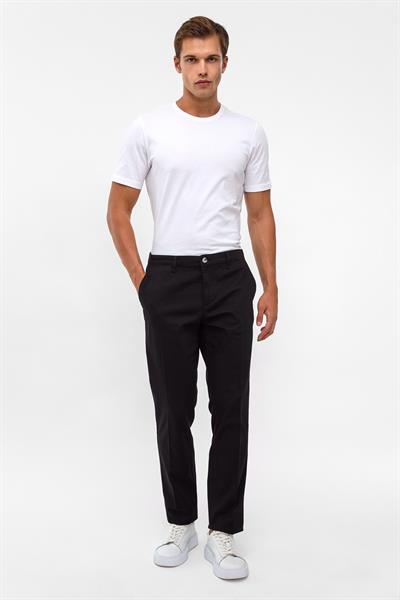 Siyah Regular Armürlü Pantolon