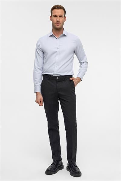 Siyah Regular Armürlü Kanvas Pantolon