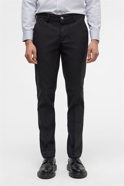 Siyah Regular Armürlü Kanvas Pantolon