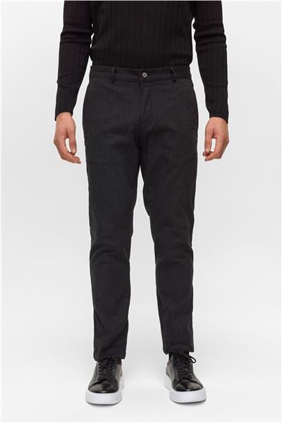 Siyah Regular Armürlü Pantolon
