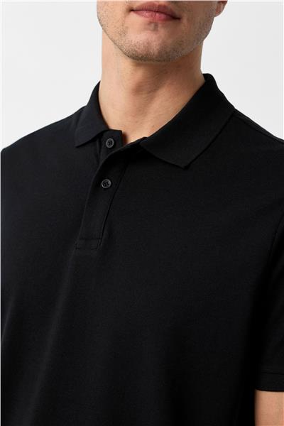 Siyah Regular Armürlü Polo Yaka Tişört