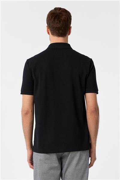 Siyah Regular Armürlü Polo Yaka Tişört