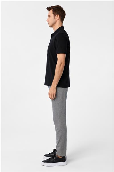 Siyah Regular Armürlü Polo Yaka Tişört