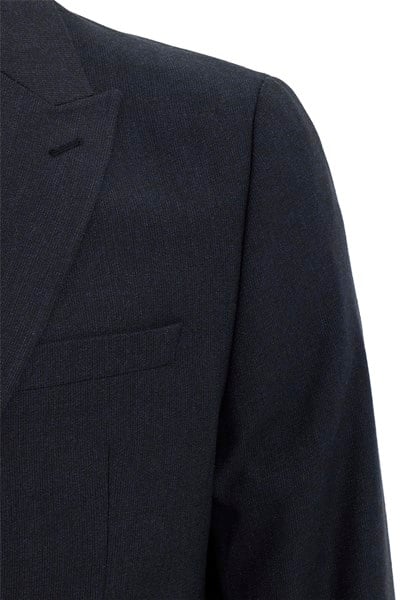 Siyah Regular Armürlü Sivri Yaka 4 Drop Yelekli Klasik Takım Elbise