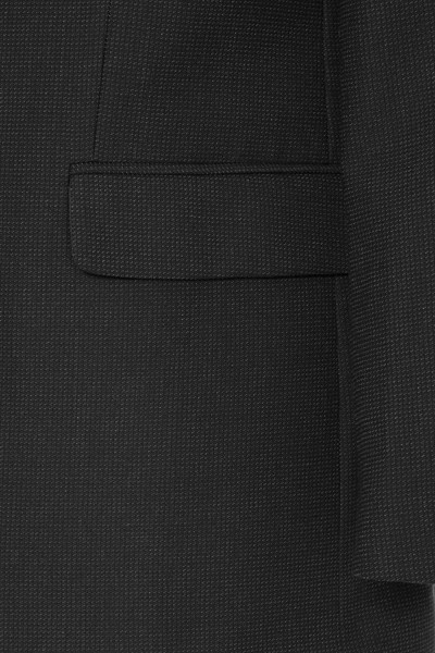 Siyah Regular Desenli Mono Yaka 4 Drop Klasik Takım Elbise