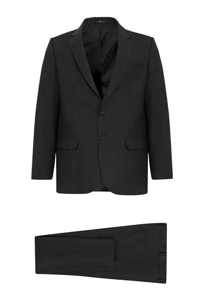 Siyah Regular Desenli Mono Yaka 4 Drop Klasik Takım Elbise