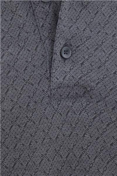 Siyah Regular Desenli Polo Yaka Tişört