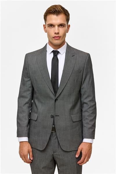 Siyah Regular Desenli Sivri Yaka 4 Drop Takım Elbise