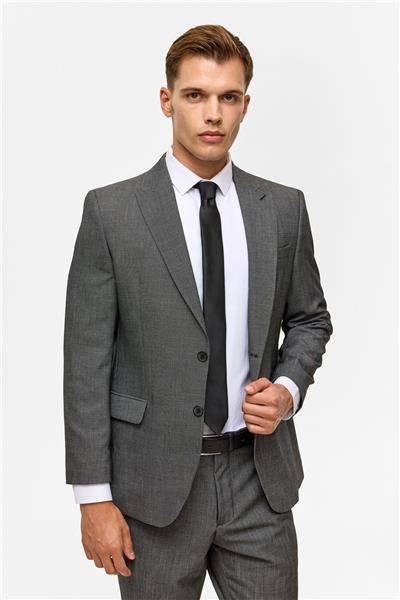 Siyah Regular Desenli Sivri Yaka 4 Drop Takım Elbise