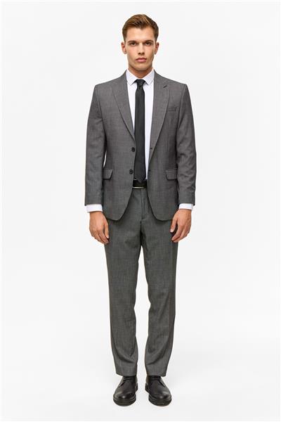 Siyah Regular Desenli Sivri Yaka 4 Drop Takım Elbise