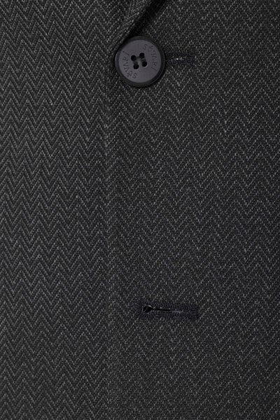 Siyah Regular Desenli Sivri Yaka 4 Drop Klasik Takım Elbise