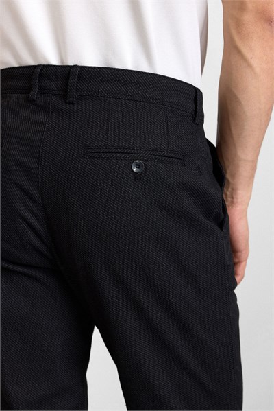 Siyah Regular Düz Armürlü Normal Bel Casual Pantolon