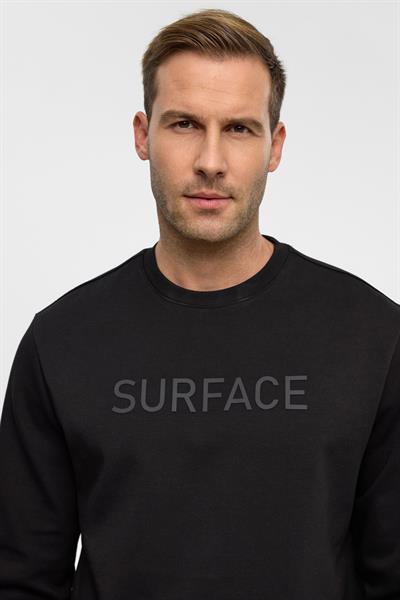 Siyah Regular Düz Bisiklet Yaka Sweatshirt