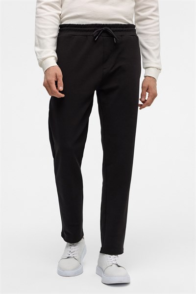 Siyah Regular Düz Jogger Pantolon