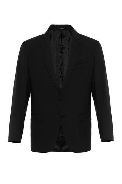 Siyah Regular Düz Mono Yaka 6 Drop Klasik Takım Elbise