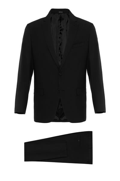 Siyah Regular Düz Mono Yaka 6 Drop Klasik Takım Elbise