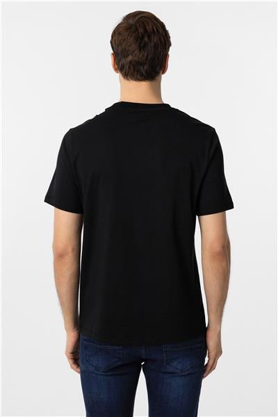 Siyah Regular Düz Bisiklet Yaka Tişört