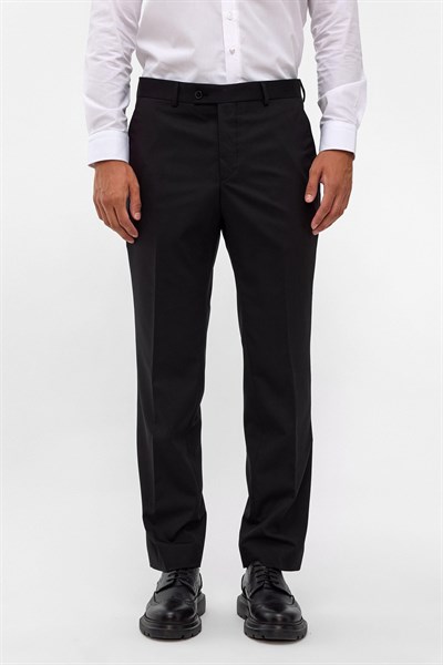 Siyah Regular Düz Pantolon
