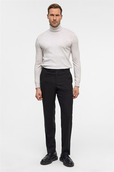 Siyah Regular Düz Pantolon
