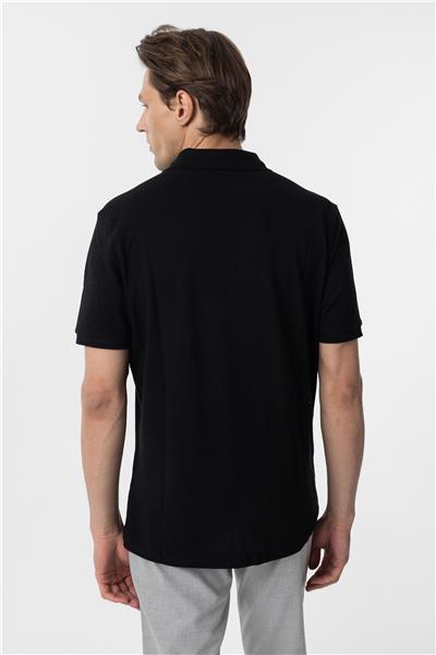 Siyah Regular Düz Polo Yaka Tişört