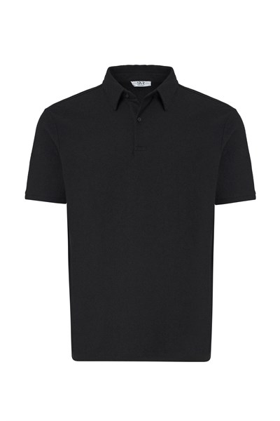 Siyah Regular Düz Polo Yaka Tişört