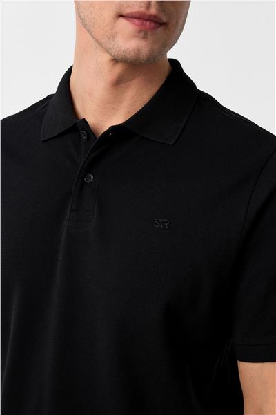 Siyah Regular Düz Polo Yaka Tişört