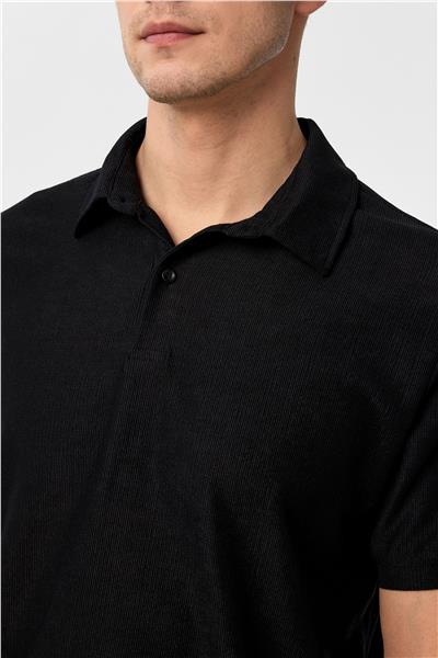 Siyah Regular Düz Polo Yaka Tişört