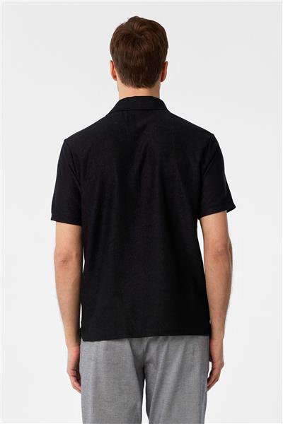Siyah Regular Düz Polo Yaka Tişört