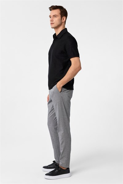 Siyah Regular Düz Polo Yaka Tişört