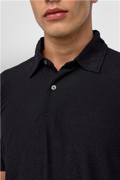 Siyah Regular Düz Polo Yaka Tişört