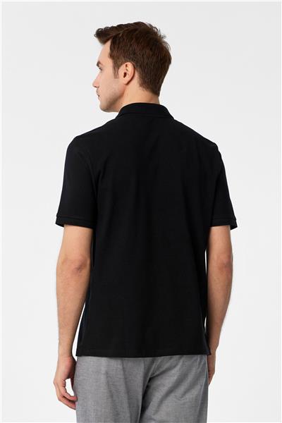 Siyah Regular Düz Polo Yaka Tişört