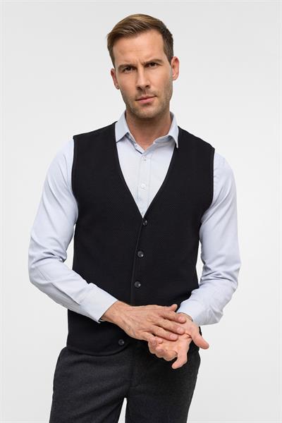 Siyah Regular Kapitone V Yaka Örme Yelek