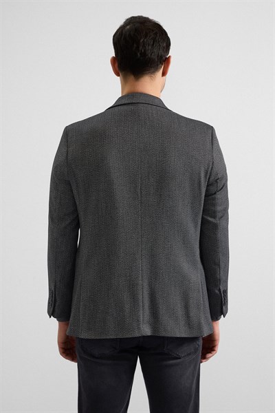 Siyah Regular Mono Yaka Torba Cep 4 Drop Klasik Ceket