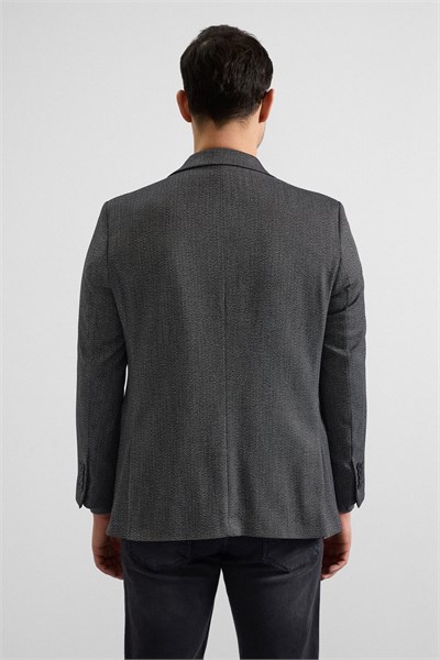 Siyah Regular Mono Yaka Torba Cep 4 Drop Klasik Ceket