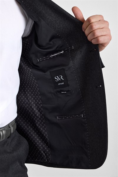 Siyah Regular Sivri Yaka Yan Cepli 4 Drop Takım Elbise