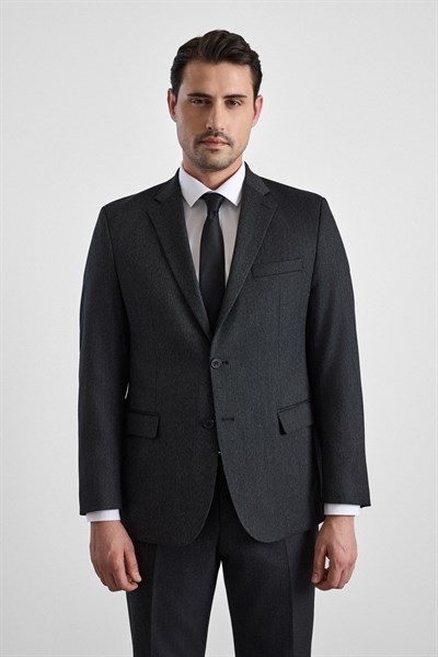 Siyah Regular Sivri Yaka Yan Cepli 4 Drop Takım Elbise