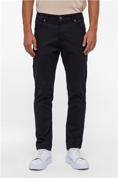 Siyah Slim 5 Cep Kalıp Armürlü Kanvas Pantolon