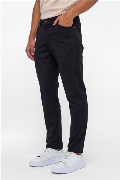 Siyah Slim 5 Cep Kalıp Armürlü Kanvas Pantolon