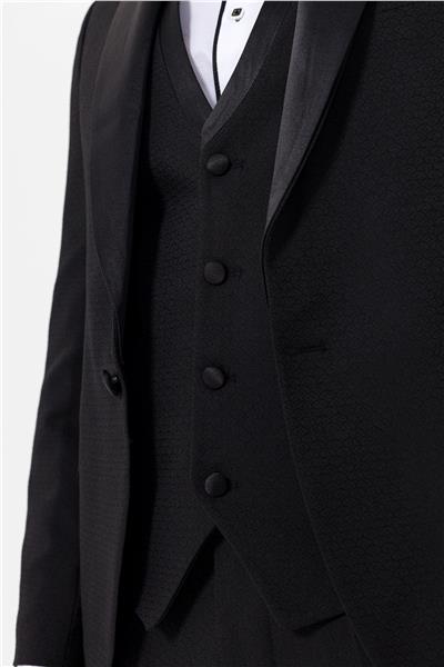 Siyah Slim Fit Armürlü 6 Drop Smokin & Damatlık