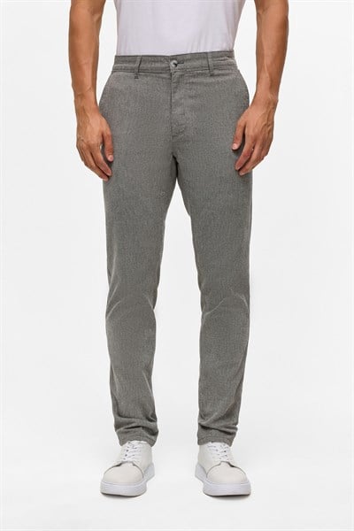 Siyah Slim Armürlü Kanvas Pantolon