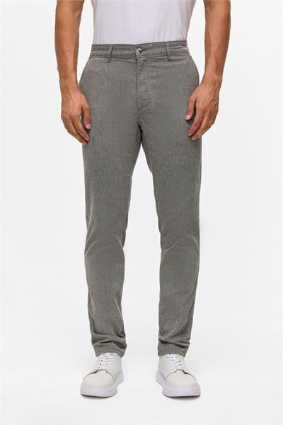 Siyah Slim Armürlü Kanvas Pantolon