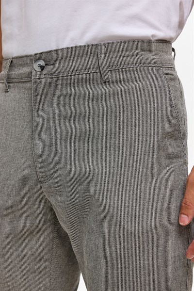 Siyah Slim Armürlü Kanvas Pantolon