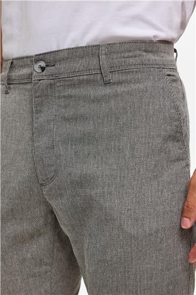 Siyah Slim Armürlü Kanvas Pantolon