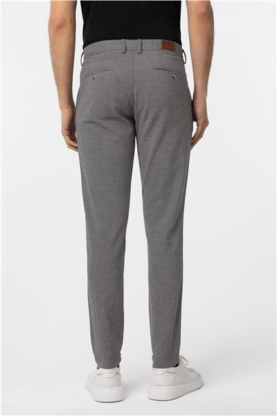 Koyu Gri Slim Fit Armürlü Kanvas Pantolon