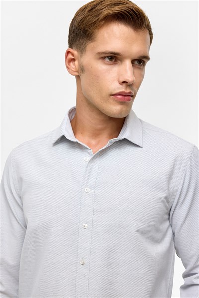 Siyah Slim Desenli Klasik Yaka Gömlek